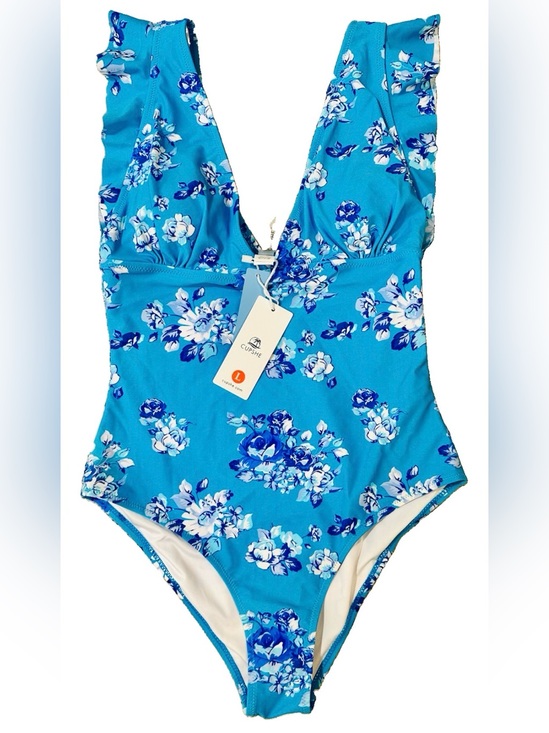 Cupshe Other - NWT Cupshe 1 Piece SwimSuit L Blue White Floral Swim Beach Vacation Tropical